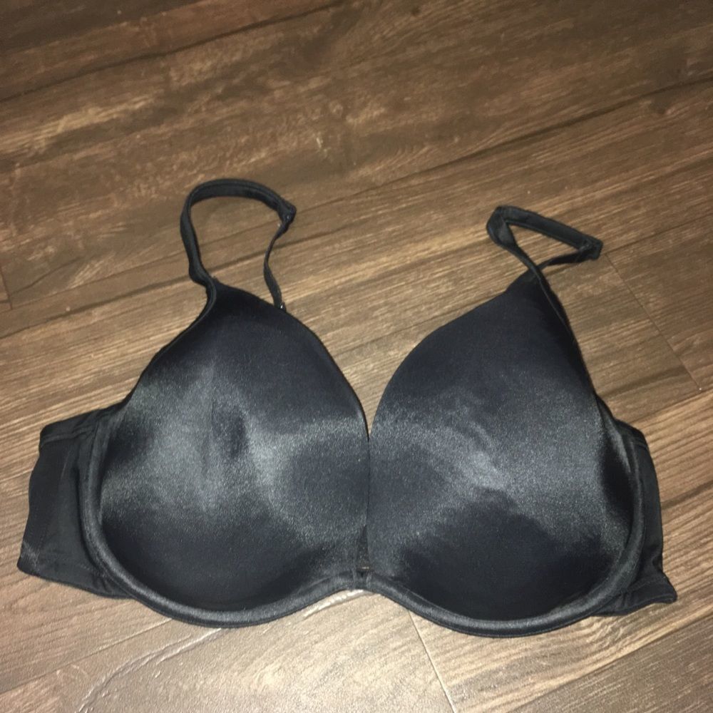Cacique 40D black satiny full figure full coverage bra